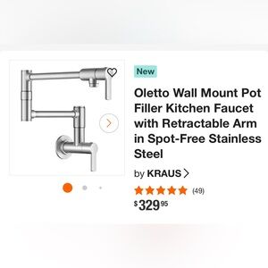 Kraus Oletto Wall Mount Pot Filler in Spot-Free Stainless Steel